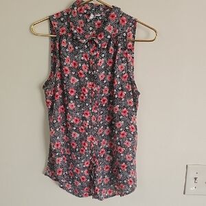 Elle Pink and Black Floral Blouse